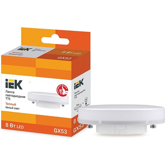 Лампа светодиодная IEK ECO T75 GX53 8W/3000К/GX53