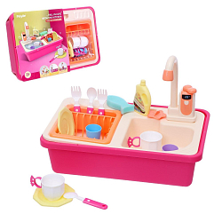 Игровой набор «Раковина» с набором посуды, вода из крана бежит