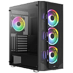 Корпус MidiTower AeroCool PRISM-G-BK-v2 ATX Black 4*120mm FRGB fan (4711099471768)