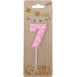 Свеча для торта "Лёд", цифра "7", светло розовая   10603338