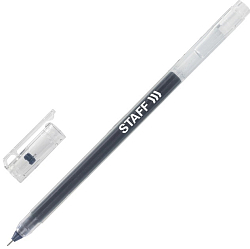 Ручка гелевая STAFF "EVERYDAY", ЧЕРНАЯ, дл письма 1000 м, игол узел 0,5 мм, 143673