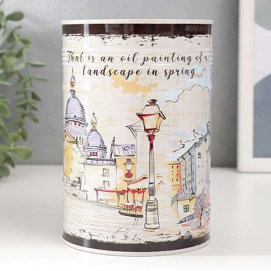 Копилка металл "Городской пейзаж" МИКС 10х10х15 см   7917775