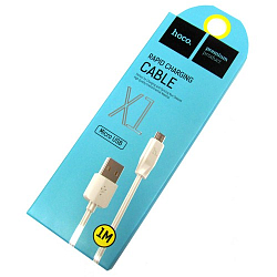 Кабель USB <--> microUSB  1.0м HOCO X1 белый