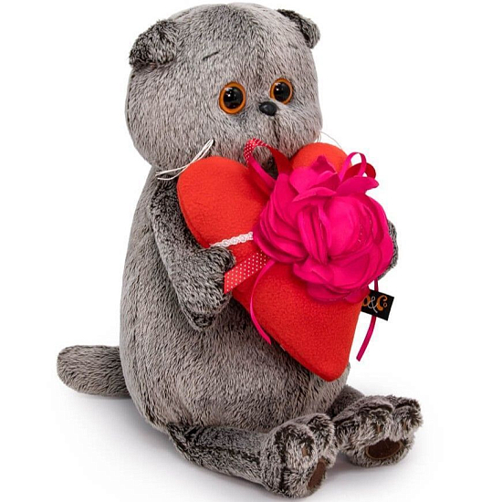 Мягкая игрушка Басик и сердце с цветком, 25 см
