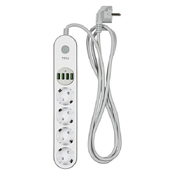 Сетевой фильтр  2.0м TFN POWER 6, белый, 4 розетки. 10A (TFN-POWER6WH)