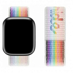 Нейлоновый ремешок HOCO WA02 Original для APPLE Watch 42/44/45/49mm, белый, радуга