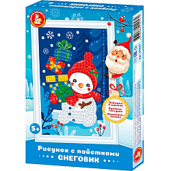 Набор для творчества. Рисунок с пайетками «Снеговик» 9919431