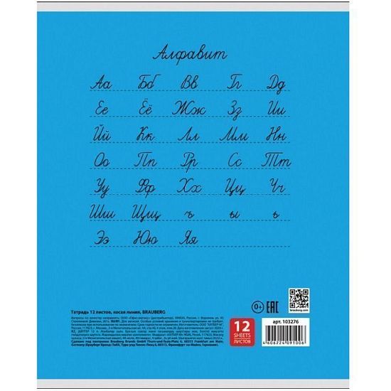 Тетрадь 12 л. BRAUBERG КЛАССИКА, косая линия, обложка картон, АССОРТИ (5 видов), 103276