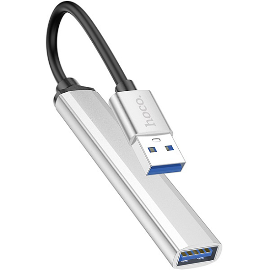 USB-Хаб HOCO HB26, 4 гнезда, 3 USB 2.0, 1 USB 3.0, кабель Type-C, серебряный