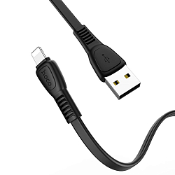 Кабель USB <--> Lightning  1.0м HOCO X40 Noah плоский, чёрный