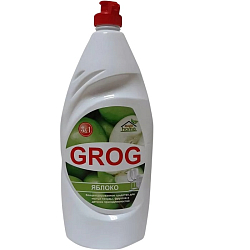 Средство для мытья посуды GROG "Яблоко" помпа 0,9л