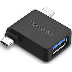 Переходник OTG UGREEN microUSB/Type-C черный (30453)