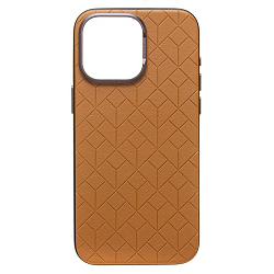 Задняя накладка SM089 SafeMag экокожа  для iPhone 15 Pro Max (brown)