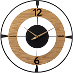 Часы настенные РУБИН "Классика" из металла, d=50 см, открытая стрелка, черный+дерево (5009-001)