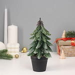 Ёлка декор "Заснеженная с блёстками, в горшочке" 22х7,5 см   10481657