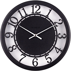 Часы настенные РУБИН "Классика, из металла+матовое стекло, d=32 см, чёрный (3203-001)