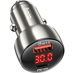 Авто ЗУ 1USB/1Type-C HOCO Z50, Leader, серый, Type-Type-C, 48Вт