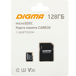 Micro SD 128Gb Digma CARD30 Class10 + адаптер SD