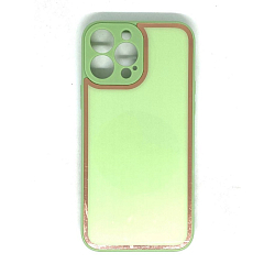 Задняя накладка AKSS для iPhone 13 Pro Max, салатовый, имитация стекла с защитой камеры