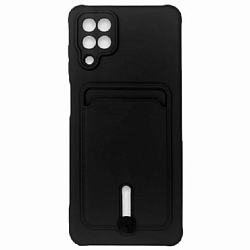Задняя накладка ZIBELINO Card Holder для Samsung Galaxy A12 (черный) с выталкивателем