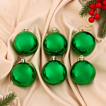 Набор шаров пластик d-6 см, 6 шт "Глянец" зелёный 735676