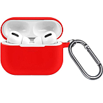 Силиконовый чехол SILICONE CASE для AirPods Pro 2, №10_красный, с карабином