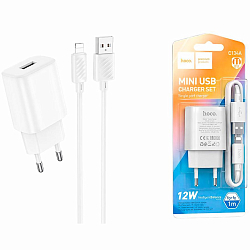 Сетевое ЗУ 1USB 3A HOCO C134A Solid, белый, microUSB