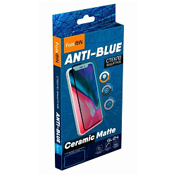 Противоударное стекло 2.5D FAISON для SAMSUNG Galaxy M21, Ceramic, Anti-Blue, матовое, черное, полный клей