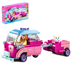 Конструктор SLUBAN Розовая мечта: «Машинка с прицепом», 116 деталей
