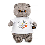 Мягкая игрушка Кот Басик в футболке с принтом "Вот это кот", "Мультсериал", 19 см (Ksm19-003)