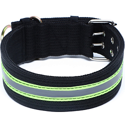 Ошейник четырехслойный светоотражающий с вертлюгом, 71 х 5 см, ОШ 55-65 см, чёрный