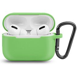 Силиконовый чехол ISA для AirPods Pro Hang Silicon Сase с карабином   SL green