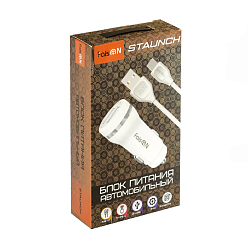 Авто ЗУ 2USB 2.4A FAISON Z27, Staunch, Type-C, белый