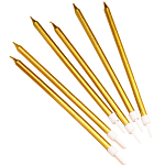 Свечи в торт "Ройс", 6 шт, высокие, 13 см, золотой металлик 4710820