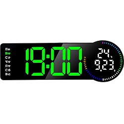 Часы настенные электронные большой дисплей будильник,температура прямоугольные TIMELAB 13*43 см