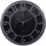Часы настенные РУБИН "Миллениум" из металла, d=30.5 см, хром+чёрный (3132-004)