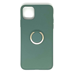 Задняя накладка ZIBELINO Soft Case для iPhone 11 Pro Max (темно-зеленый) с кольцом