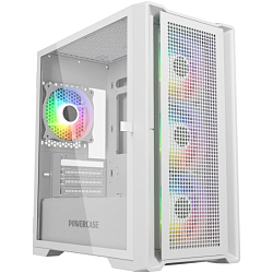 Корпус POWERCASE Alisio Micro X4W V2, Tempered Glass, 4х 120mm ARGB fans, ARGB HUB, белый, mATX  (CAMCXW-A4)