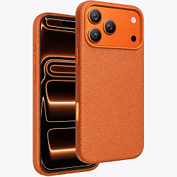 Задняя накладка KEEPHONE LYCUCCI MagSafe Silicone Leather Case для iPhone 17 Pro Max, Orange