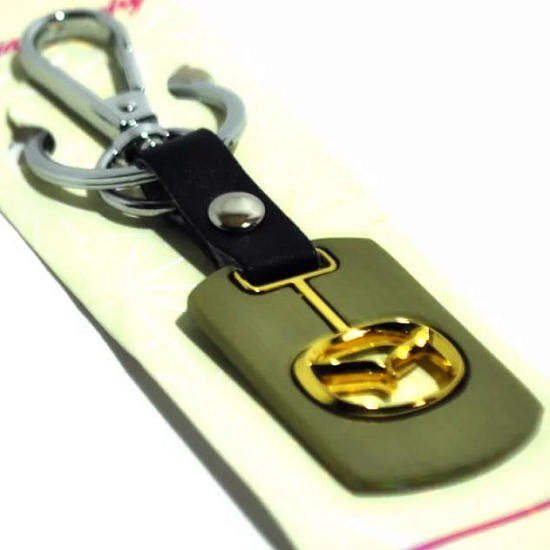 Брелок для ключей "MAZDA" хром с позолотой