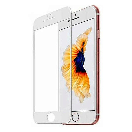 Противоударное стекло 10D NONAME для iPhone 6/6S Plus (5.5) белое, полный клей, в техпаке