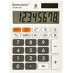 Калькулятор настольный BRAUBERG ULTRA-08-WT, КОМПАКТНЫЙ (154x115 мм), 8 раз, дв пит,  БЕЛЫЙ, 250512