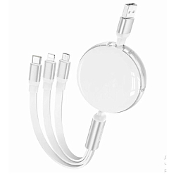 Кабель USB <--> Type-C/Lughtning/microUSB  1.0м HOCO X78 Easy pull storage, белый