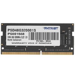 Оперативная память DDR4 8Gb Patriot 3200Mhz PC25600, SO-DIMM Signature (PSD48G320081S) (retail)
