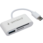 Картридер GEMBIRD FD2-MSD-2, белый, 3в1: SD, TF (MicroSD), USB2.0, кабель 10см