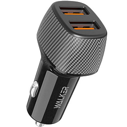 Авто ЗУ 2USB WALKER WCR-33, 36Вт, QC, черное