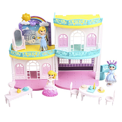 Домик для кукол Nily Baby "Дом с террасой и балконом" (34х24,5 см, куклы 8,5 см, мебель)