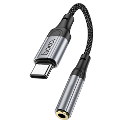 Переходник Jack 3.5 >--> Type-C HOCO LS36, серый