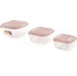 Набор контейнеров Dolcezza №3 (квадратные с крышками): №№ 36 (0,9 л), 37 (1,5 л), 38 (2,4 л)
