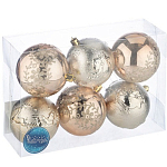 Набор шаров 8 см, 6 шт., цвет: персиковый с рис, золотая шампань с рис SYQB2-0123003 арт.106338